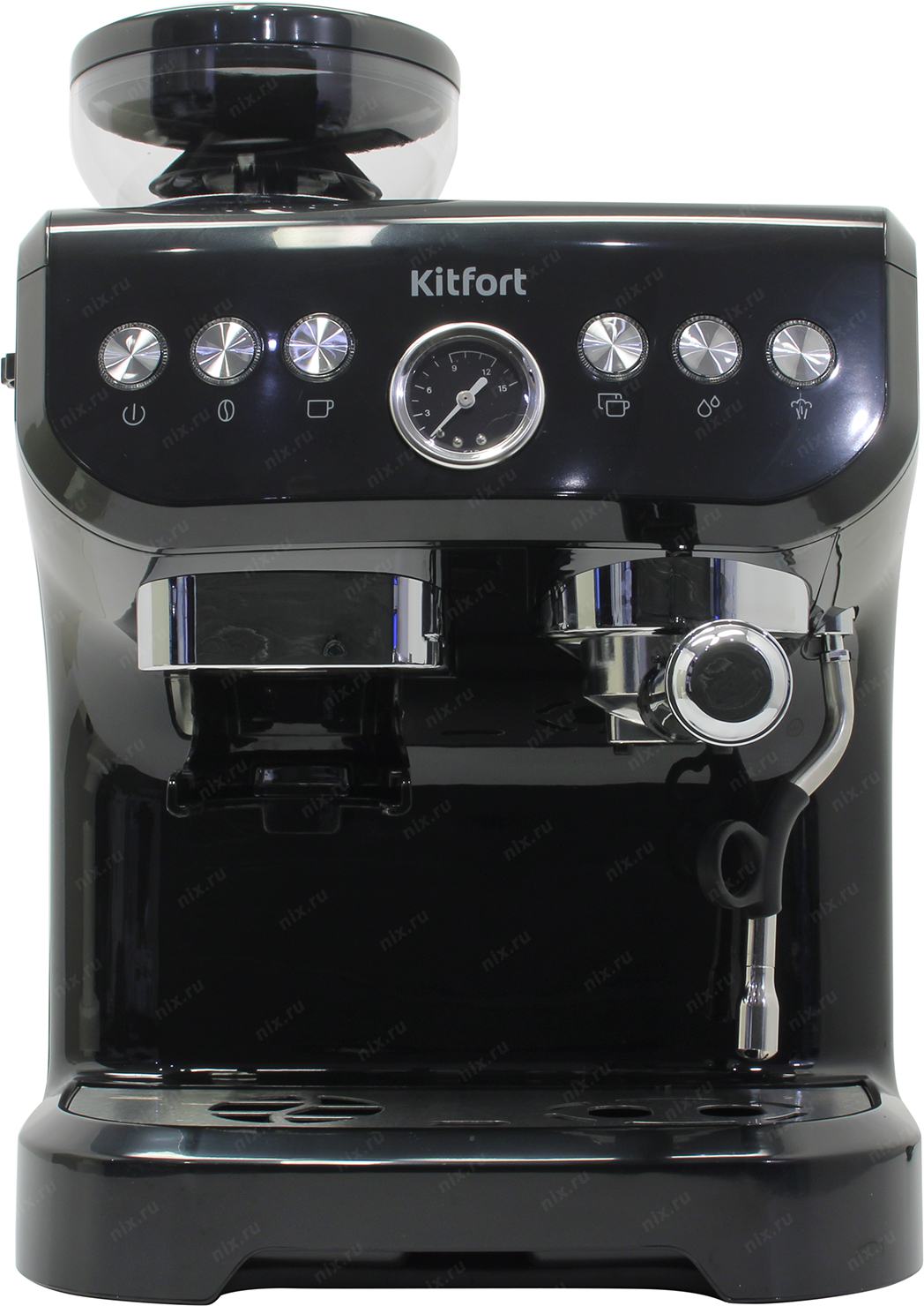 Kitfort <KT-7108> Кофеварка рожковая (1560W, 15bar, 2л, капучинатор,  кофемолка 150г) | НИКС Екатеринбург