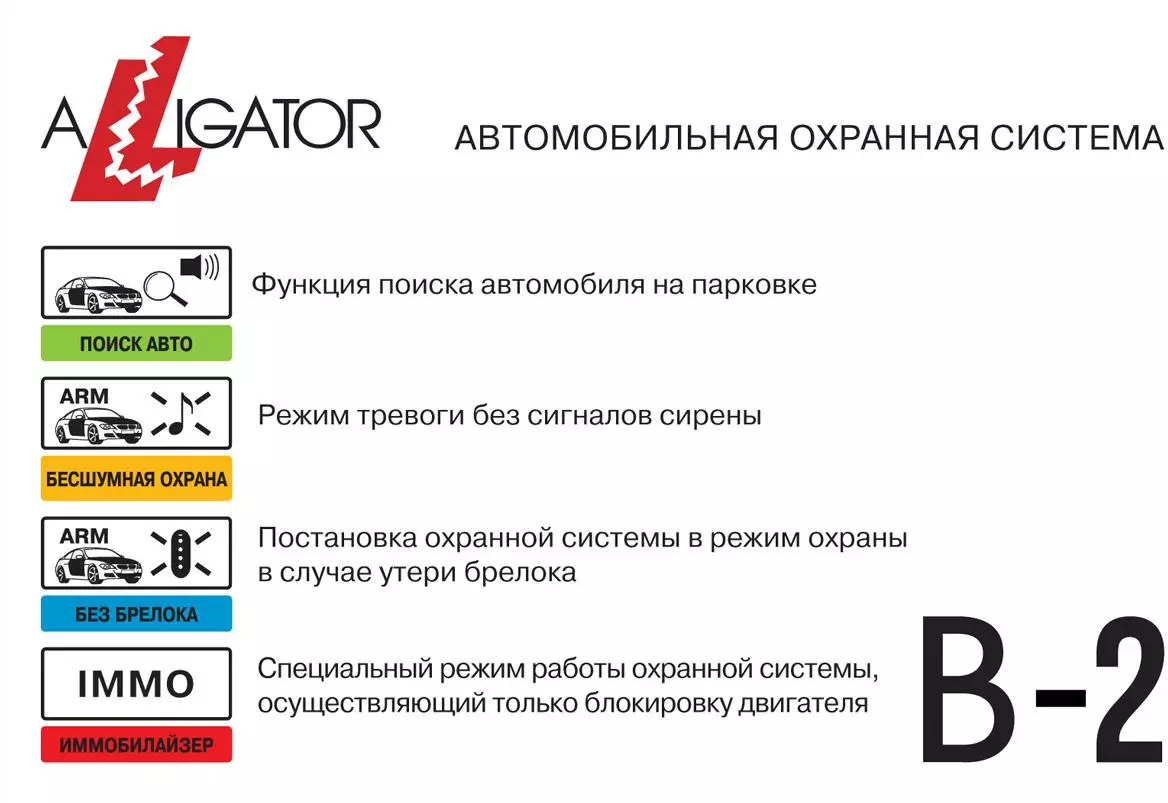 Автосигнализация Alligator B-2 без обратной связи брелок без ЖК дисплея |  НИКС Екатеринбург