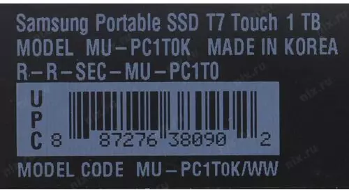 SSD Samsung T7 Touch <MU-PC1T0K/WW> (1 Тб, Внешний SSD, USB, 3D