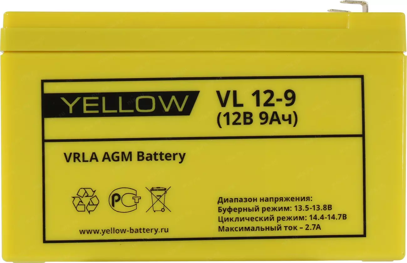 Аккумулятор YELLOW VL 12-9 (12V, 9Ah) для UPS | НИКС Екатеринбург