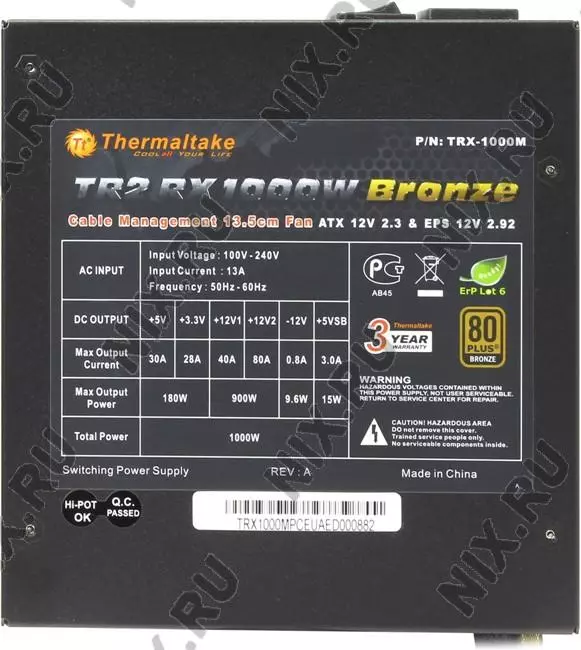 Схема thermaltake tr2 rx 1000w