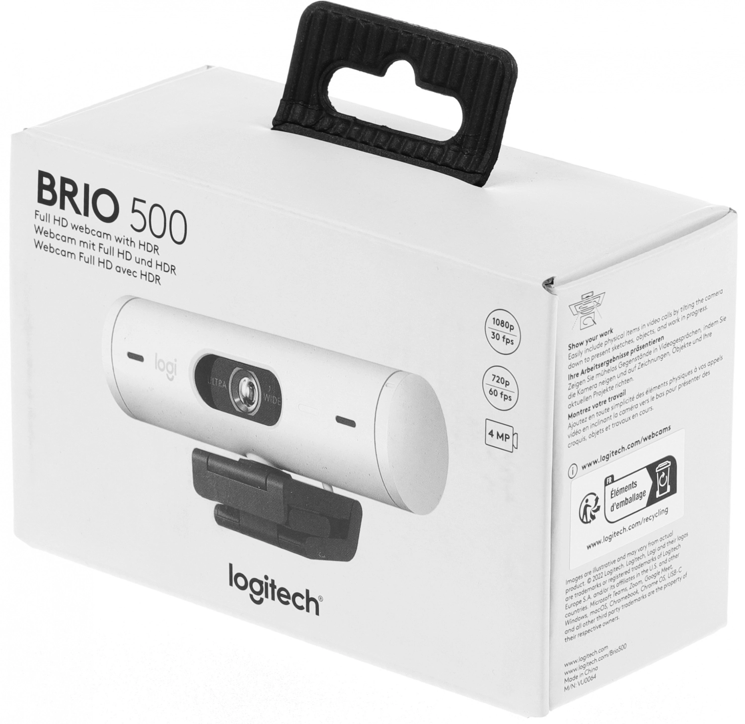 Камера Web Logitech HD Webcam BRIO 500 белый 2Mpix (1920x1080) USB Type-C с  микрофоном (960-001428) | НИКС Екатеринбург