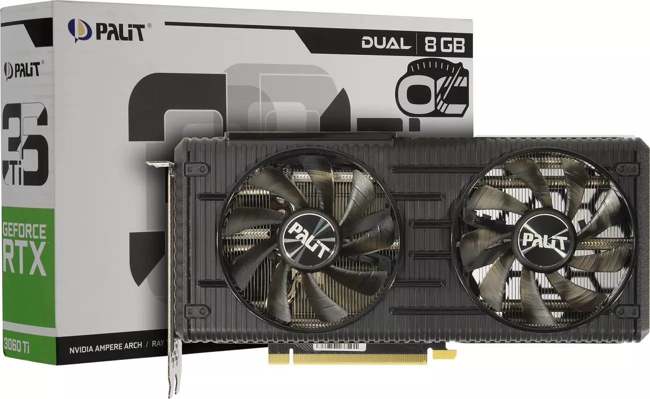 Видеокарта Palit PCI-E 4.0 PA-RTX3060Ti DUAL OC 8G V1 LHR NVIDIA