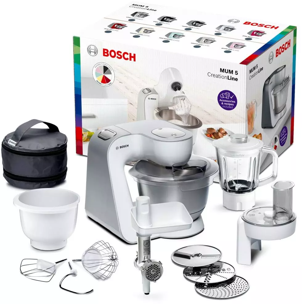 Bosch <MUM5824C> Кухонный комбайн (1000W, 7ск+имп.реж, планетарный миксер,  мясорубка, блендер 0.8л,терка,шинковка) | НИКС Екатеринбург