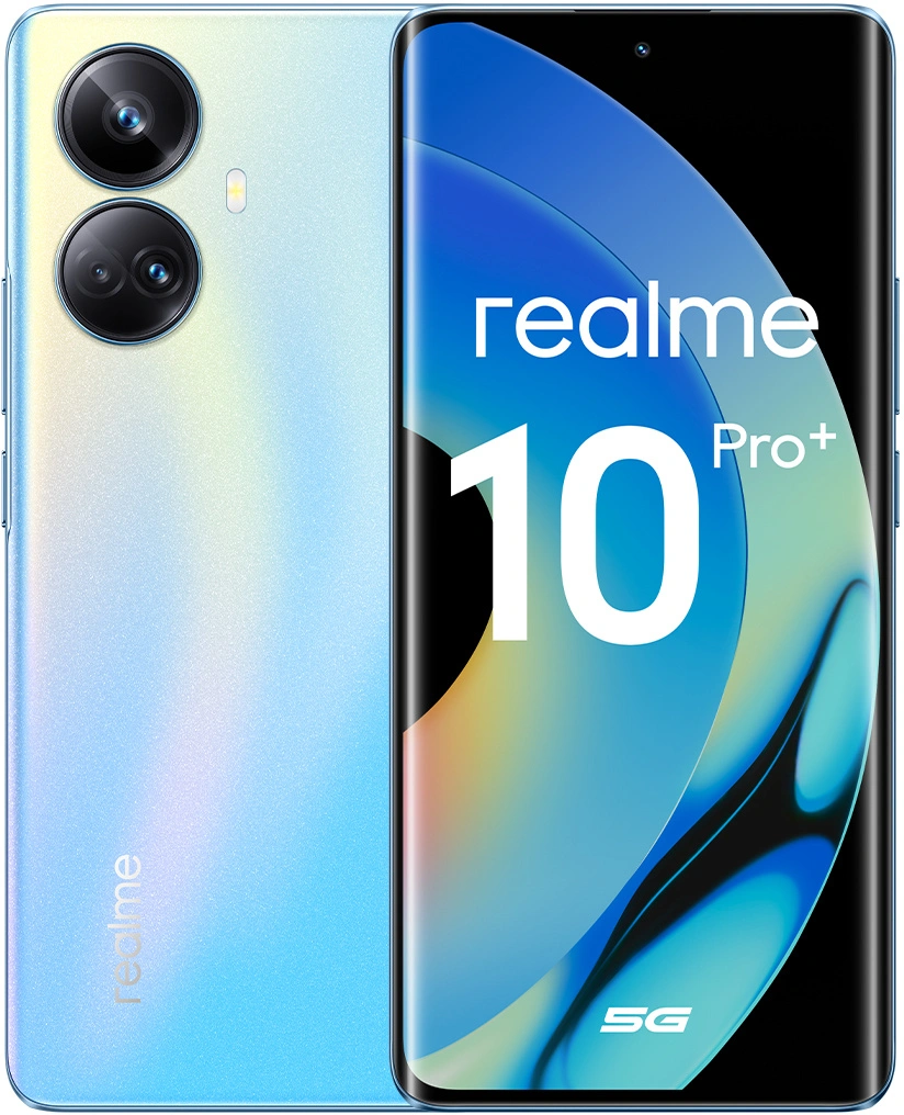 Смартфон Realme RMX3686 10 Pro+ 5G 128Gb 8Gb голубой моноблок 3G 4G 2Sim  6.7